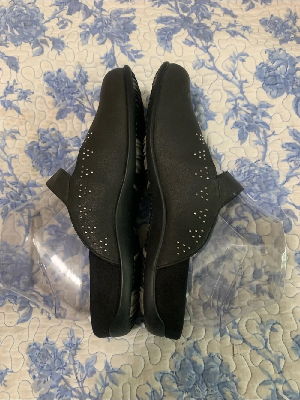 Vionic Black Mary Jane Flats with Stud Embellishments